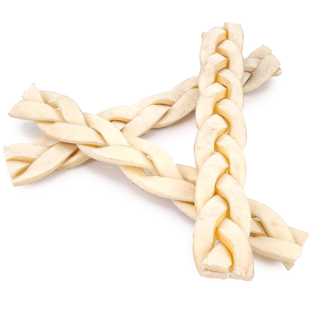 Cheek Chews, Triple Braided, Premium Beef, 5-6 Inch, 20 Pound WHOLESALE PACK - Long Lasting Dog Chews, Single Ingredient Rawhide Alternative, Angus Beef, Cleans Teeth
