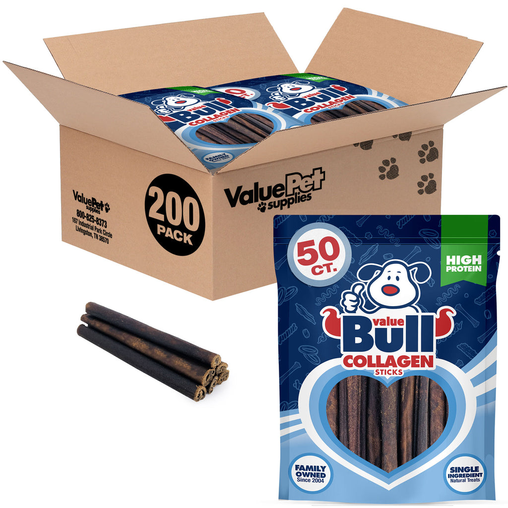 Collagen Sticks, Long Lasting Beef Small Dog Chews , Healthy & Safe, Thin 6 Inch, 200 Count - Single Ingredient, Rawhide-Free, Natural Dog Chews, Healthy for Hips, Joints, Skin & Coat