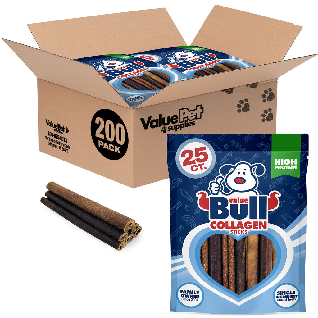 Collagen Sticks, Long Lasting Beef Dog Chews, Healthy & Safe, Medium 6 Inch, 200 Count - Single Ingredient, Rawhide-Free, Natural Dog Chews, Healthy for Hips, Joints, Skin & Coat