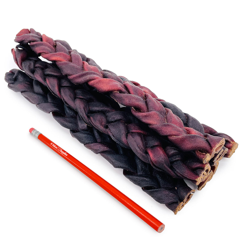 USA Collagen Sticks, Triple Braided Thick, Smoked Beef Chews, 11-12 Inch, 25 Count BULK PACK - Single Ingredient, Rawhide-Free, Natural Dog Chews, Healthy for Hips, Joints, Skin & Coat