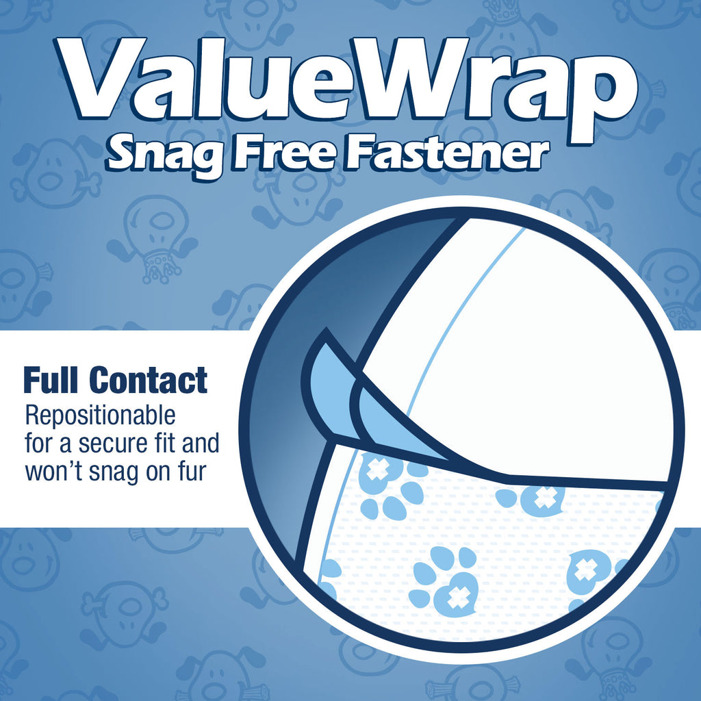ValueWrap Male Wraps, Disposable Dog Diapers, Carbon, 1-Tab Small, 288 Count BULK PACK - Activated Charcoal, Snag-Free Fastener, Leak Protection, Wetness Indicator