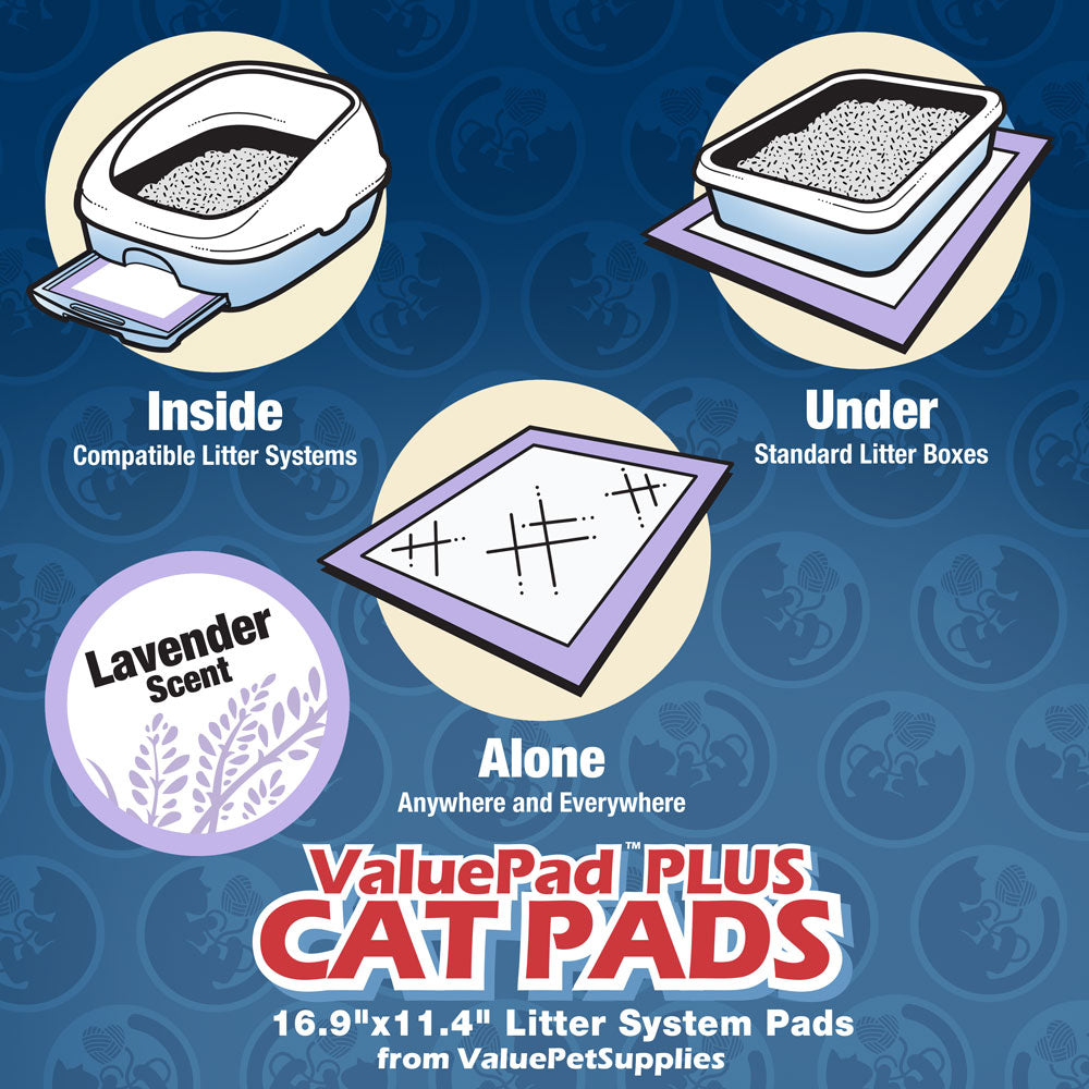 ValuePad Plus Cat Litter Pads, 16.9x11.4 Inch, Lavender Scent, 200 Count - Breeze Compatible Refills BULK PACK - Refill for Tidy Cat Breeze Litter System, Quick-Dry, Super Absorbent Gel Cat Pads